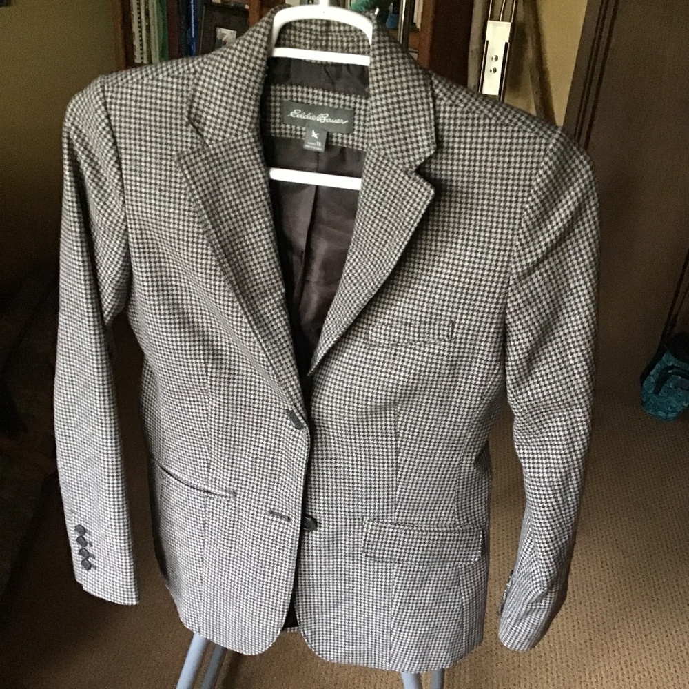 Tailored Houndstooth Wool Jacket